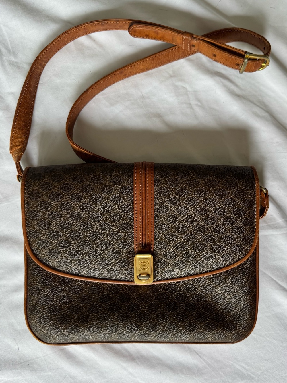 CELINE Macadam Canvas Shoulder Bag